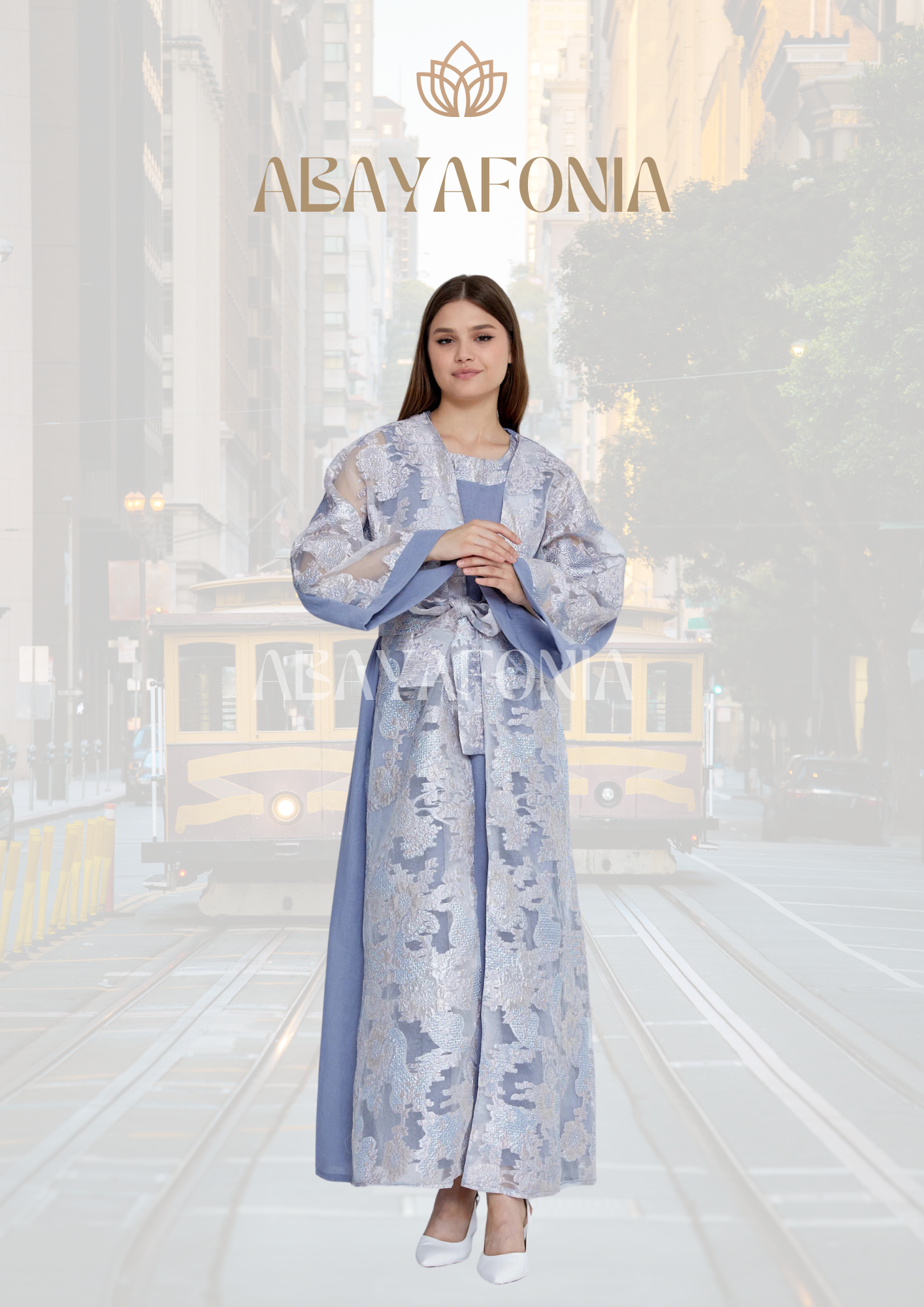 Dentella Grey Abaya