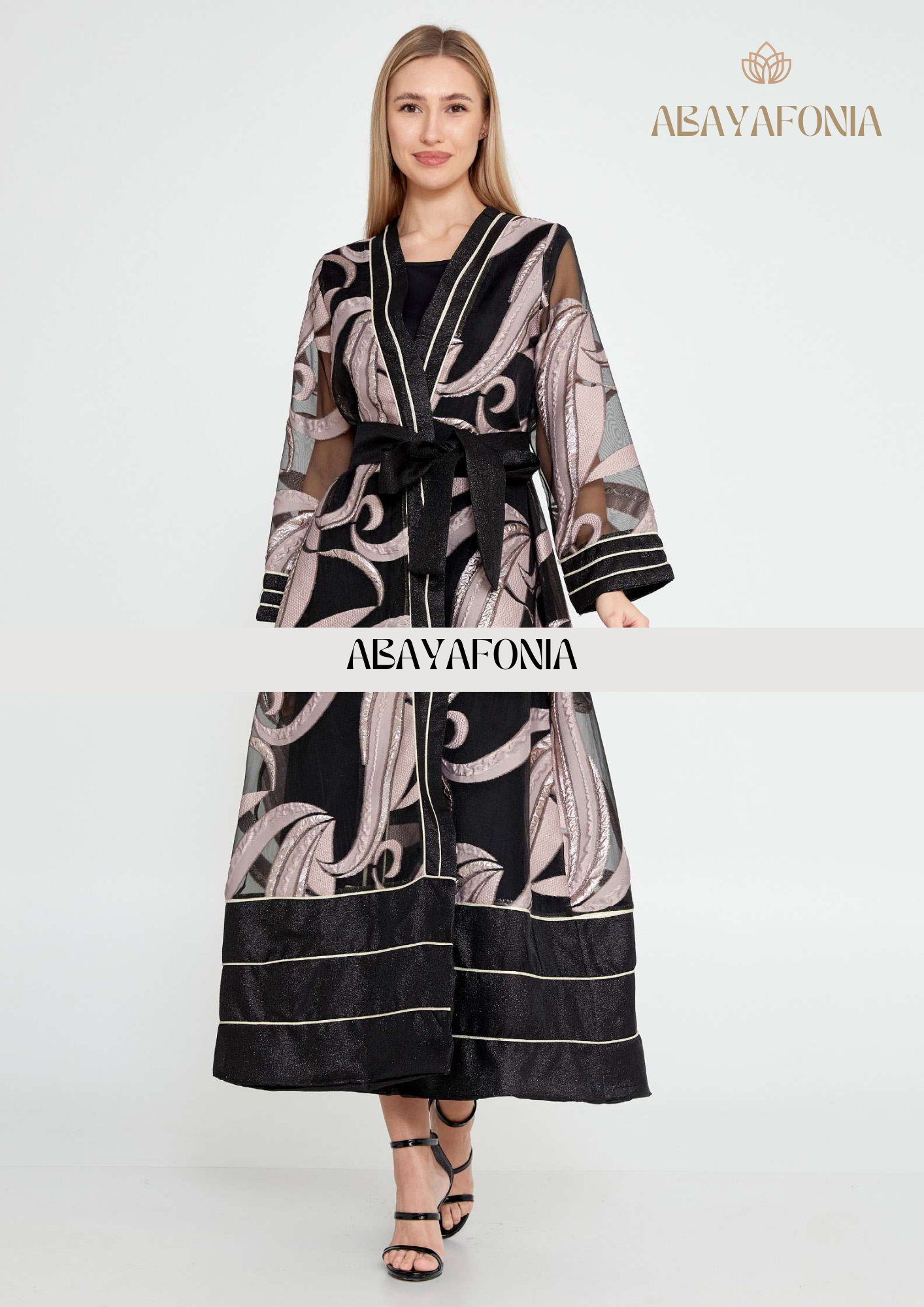 Mediterania: Black/Pink Abaya