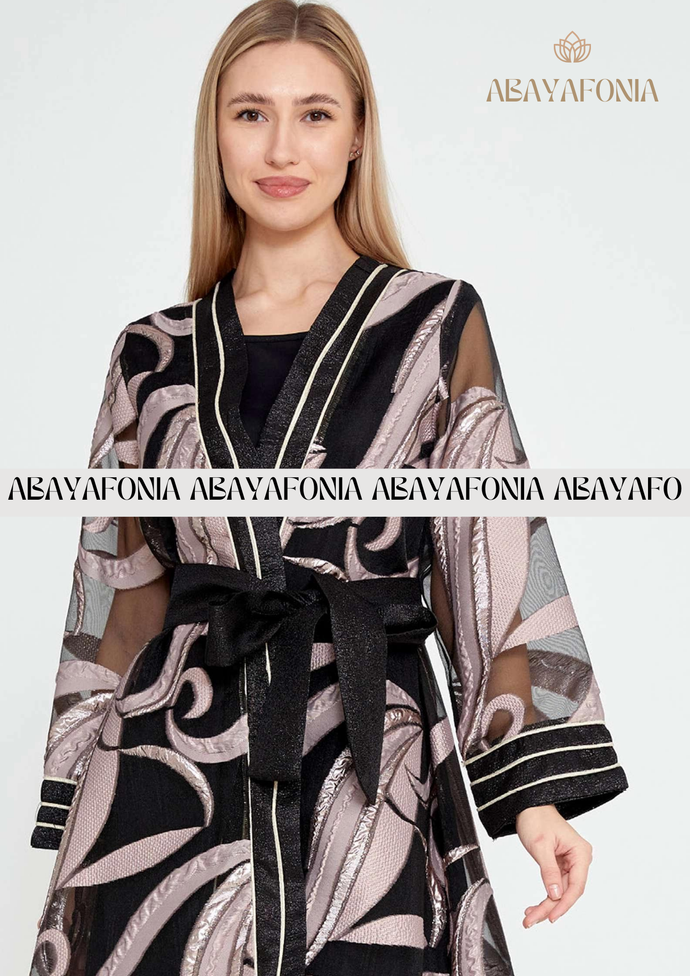 Mediterania: Black/Pink Abaya